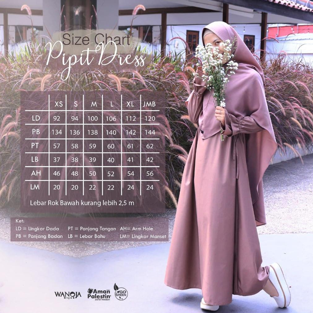 Gamis Syari Dress Muslimah Katun Toyobo Polos Serut Tali Pinggang PIPIT ORIGINAL BY WANOJA HIJAB