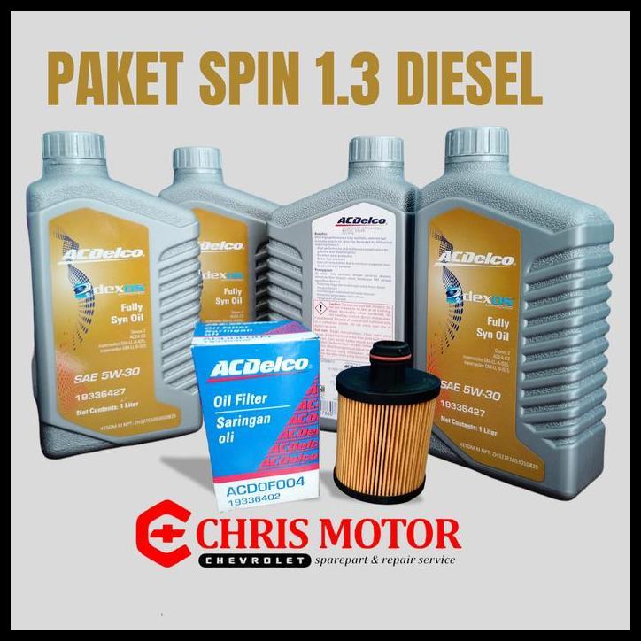 DISKON PAKET SPIN 1.3 DIESEL 4 LT DEXOS 2 & FILTER OLI ACDELCO