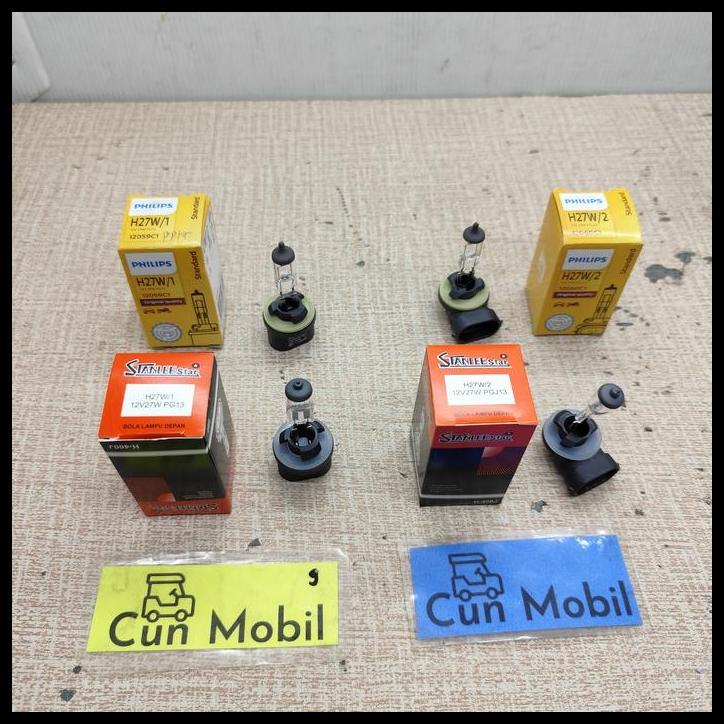 TERBARU BOHLAM HALOGEN 12V H27 W1 H27 W2 MERK PHILIPS 