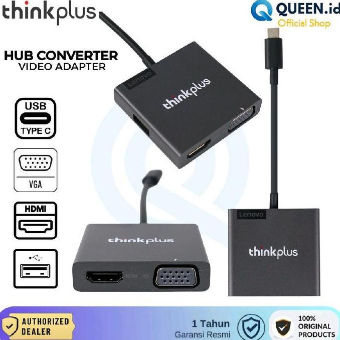 Lenovo ThinkPlus Adapter Converter USB TYPE C TO VGA HDMI USB PORT 4K BISA GOSEND