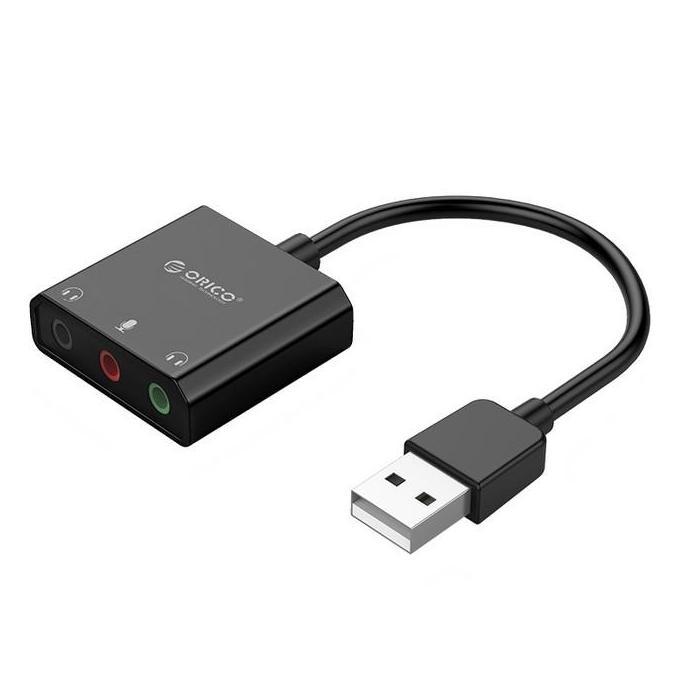 TERLARIS ORICO SKT3 Kartu Suara Eksternal USB - ABS Hitam dengan 3.5mm Konektor, Textured Surface, 1