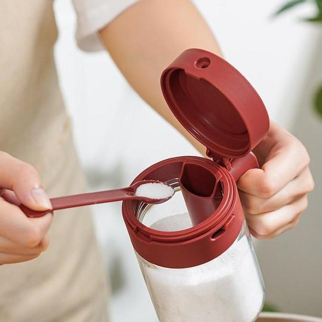 Kotak Bumbu Multifungsi Toples Bumbu Dengan Sendok Toples Bumbu Kaca Transparan Kotak Bumbu Wadah Ga