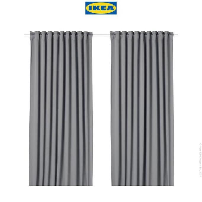 IKEA MAJGULL Gorden Anti Tembus Cahaya 1 Pasang Abu-Abu 145x250 cm
