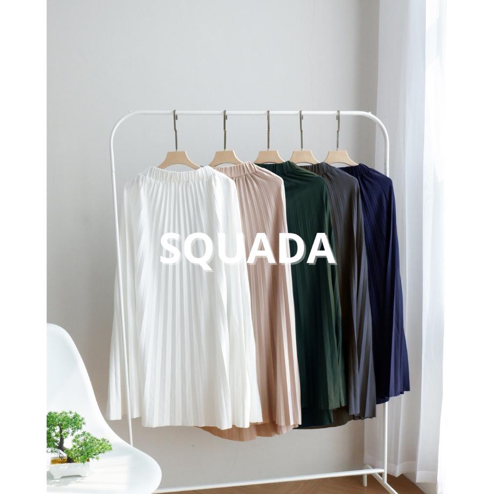 SQUADA - ROK PLISKET PREMIUM A Line Mayung 18 warna lengkap Hitam Putih Navy Pastel Coklat Milo Ijo 