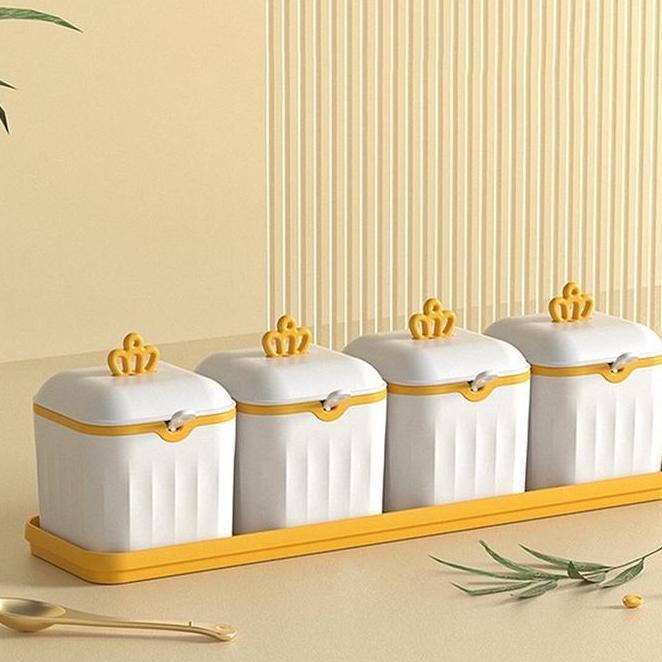 Tempat Bumbu Dapur Set 4 In 1 . Wadah Gula Kopi Garam Bumbu Dapur Set