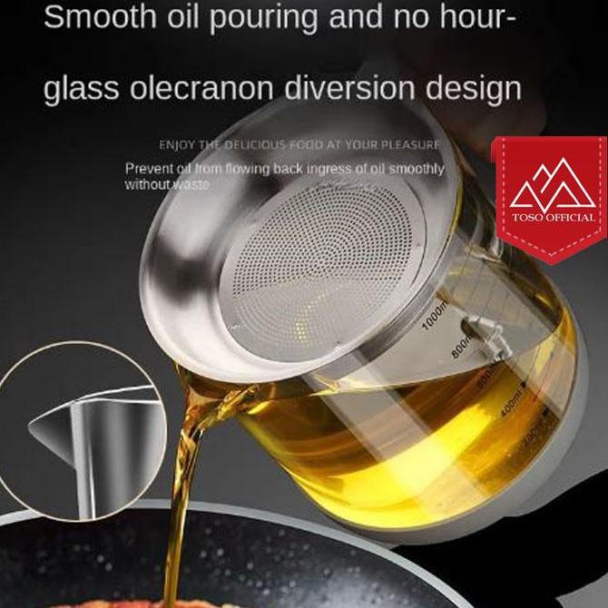 Oil Pot Kaca Borosilikat Tempat Saringan Minyak Penyaring Kaca Tahan Panas