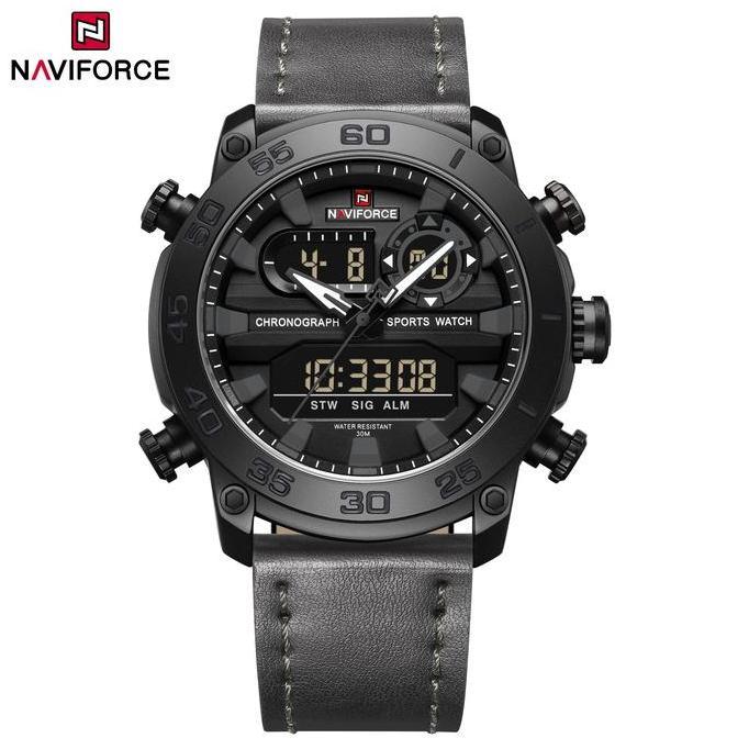 Jam Tangan Pria Digital Navi Force Original Tahan Air Nf 9144 B/W/B
