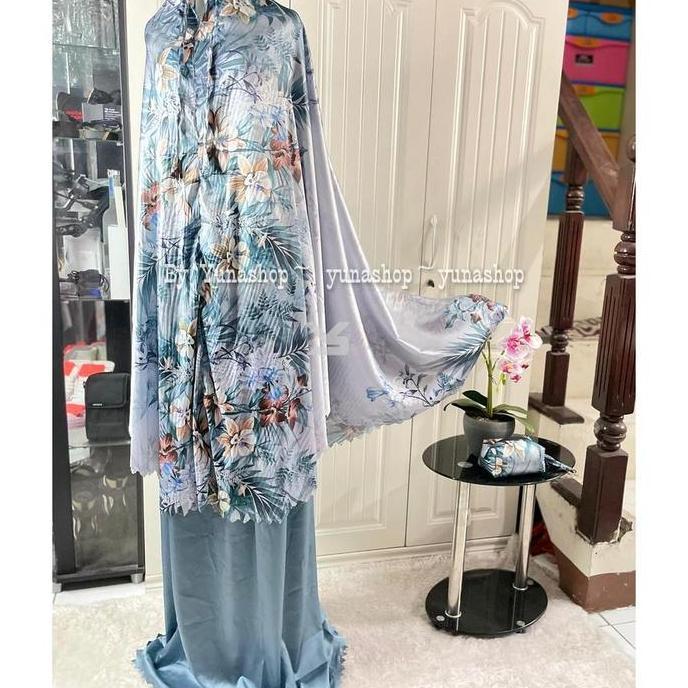yunashop - Mukena Flora 2in1 silky Sutra Armanny silk Premium Mewah Jumbo Mukena silk jumbo lasercut