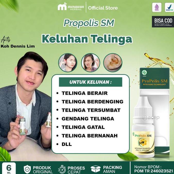 Propolis SM Untuk Telinga Berair, Telinga Congek, Kotoran Telinga, Telinga Sakit Anak & Dewasa Isi 6