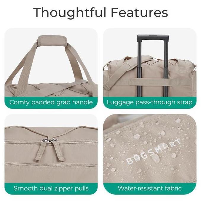 Bagsmart 4-In-1 Tas Gym, Tas Duffle Ringan TSA untuk Perjalanan dengan Kompartemen Sepatu & Kantong 