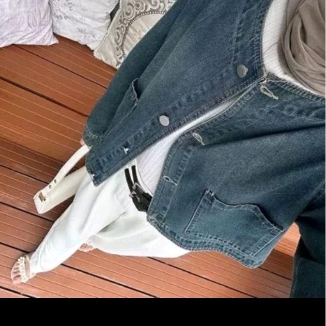 DISKON CLARA JAKET JEANS DENIM CARDIGAN  WANITA ATASAN PANJANG OVERSIZE OUTER CARDY