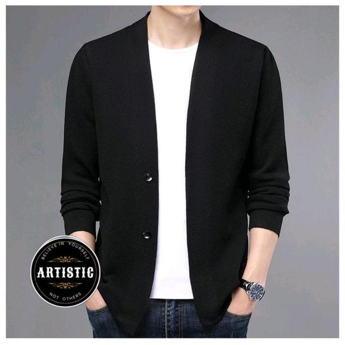 FREE ONGKIR CARDIGAN  PRIA POLOS KOREA / SWEATER COWOK KEREN KIMONO V-NECK POLOS SANTAI CARDIGAN RAJ