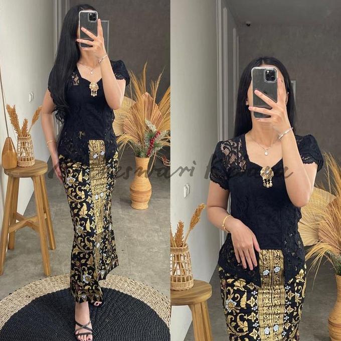 Murah  Kebaya Bali Set/Kebaya Bali Lilit Hitam Rok Duyung