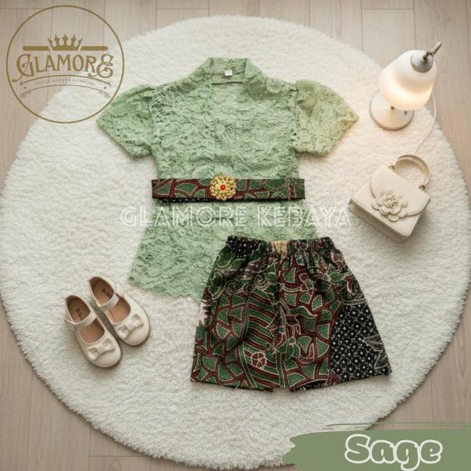 BEST SELLER GLAMORE BAJU KEBAYA ANAK PEREMPUAN KUTU BARU ROK PENDEK FULL FURING USIA 0 SAMPAI 8 TAHU