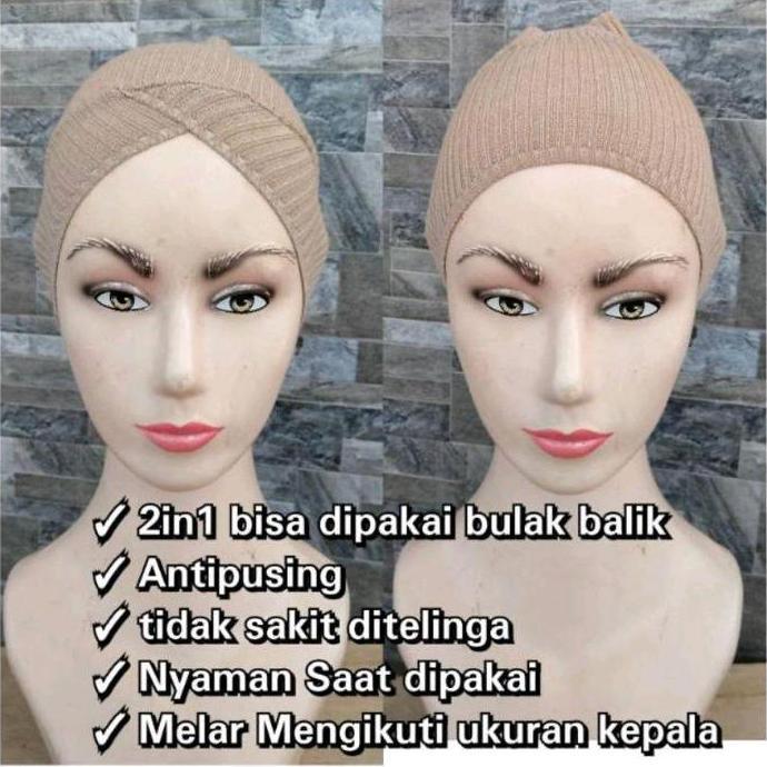 CIPUT RAJUT SILANG 2in1 / INNER RAJUT KERUT / INNER PREMIUM BANDANA KARET / CIPUT RAJUT POLOS / DALA