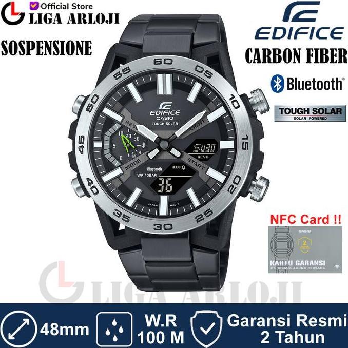 Casio Edifice Ecb-2000Dd-1Adf Jam Tangan Pria Double Time Ecb-2000Dd-1A Ecb2000Dd Bluetooth Solar