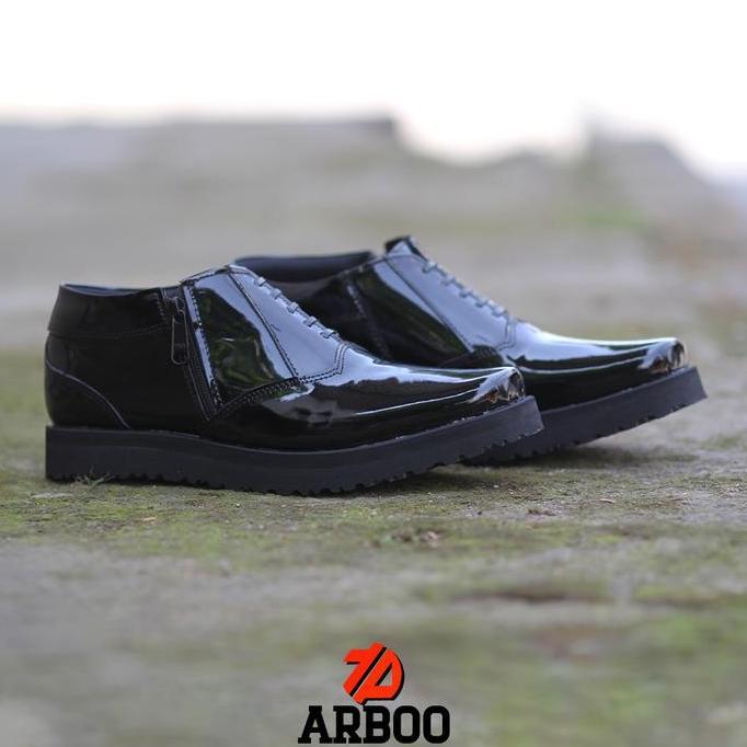 Sepatu Pria PDH Dinas Pendek kilap Kulit Asli sol tebal standar TNI