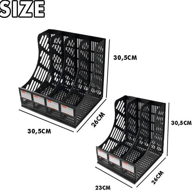 Toko_Karangjaya - Rak Dokumen Plastik 3 Dan 4 Slot Organizer Meja Serbaguna Desain Kokoh Label Klasi