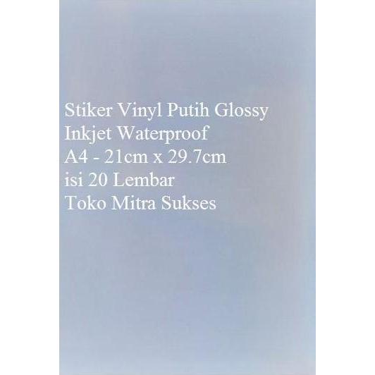 Stiker Vinyl Putih Glossy Inkjet Waterproof A4
