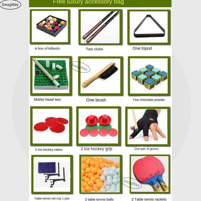Meja Billiard 4 in 1 Pingpong Hockey Meja Makan Rapat Biliard 7 feet