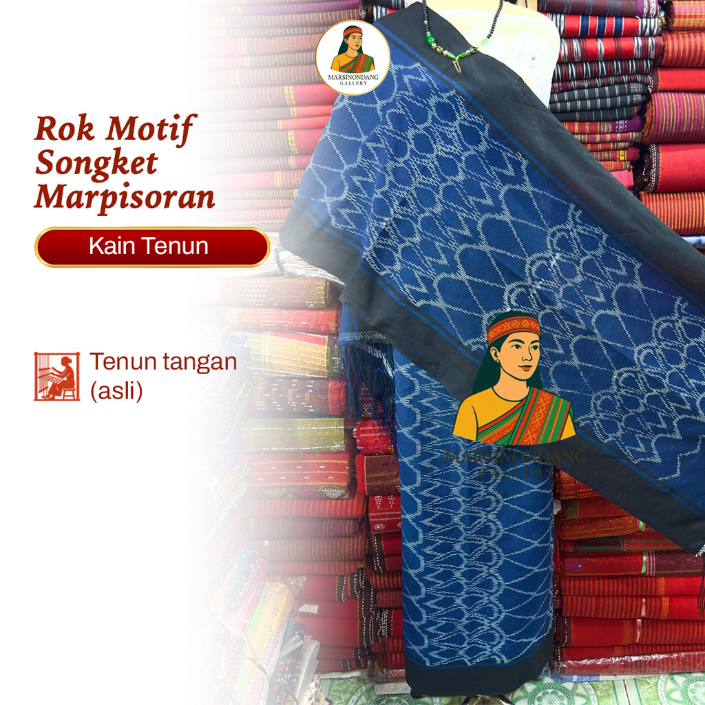 Rok Songket Wanita Motif Songket Marpisoran Tenun Tradisional Asli Acara Pesta Kondangan