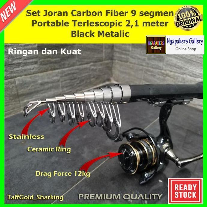 Set Joran Mini Carbon Fiber Pro Portable Telescopic Premium Metalic