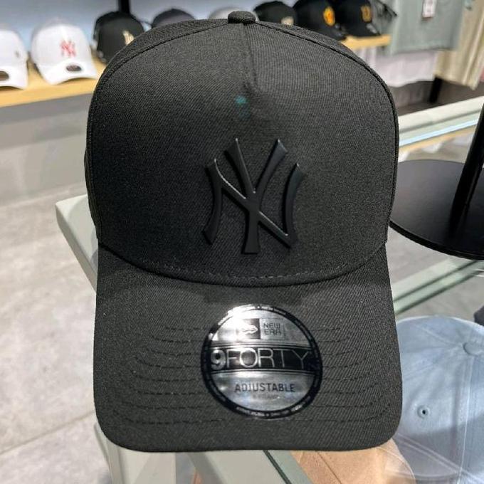 New era A frame 9forty metal black cap hat topi