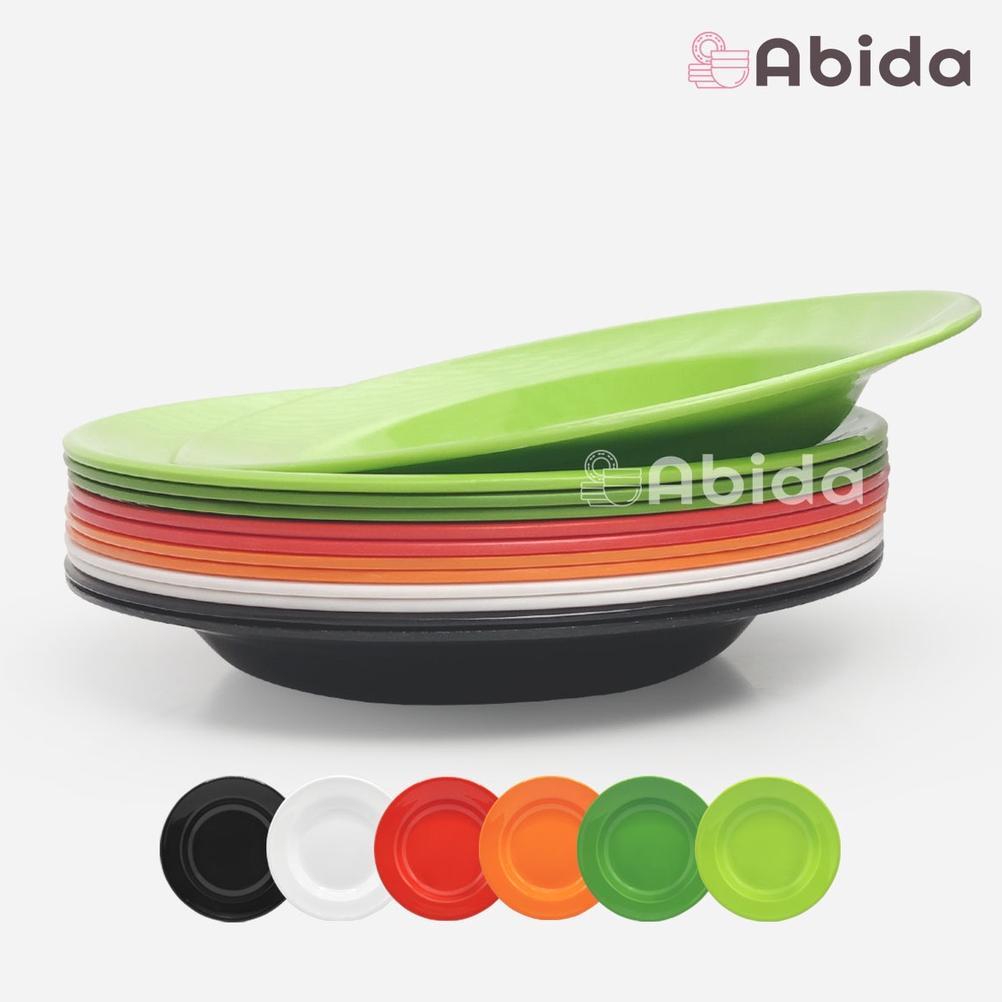 Abida 1 Lusin Piring Melamin 9 inch - Piring Makan Lusinan - Grosir Piring Melamin - Piring Lusinan 