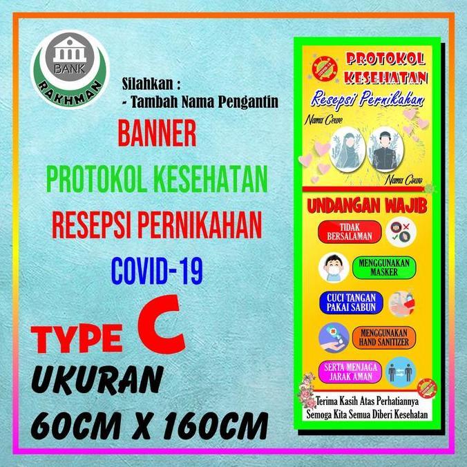 NEW SPANDUK BANNER PROTOKOL KESEHATAN WEDDING RESEPSI PERNIKAHAN BEST