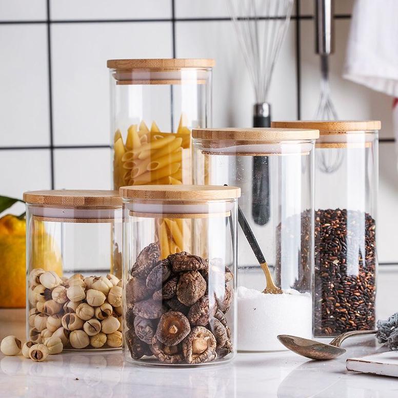 Toples Kaca Kedap Udara | Toples Kaca Tutup Kayu | Toples Kaca Aesthetic | Toples Jar