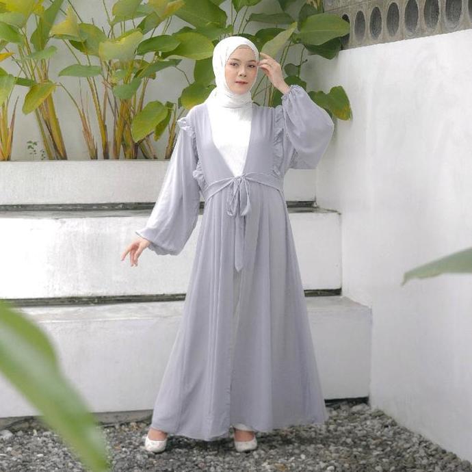 LADIVA OUTER BAHAN CERUTY BABYDOLL Muslim Wanita Cardigan Panjang
