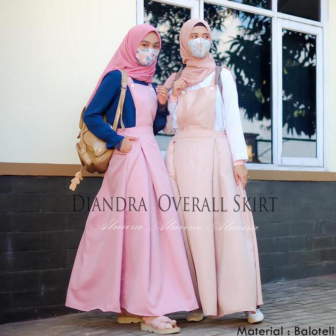 Rok Overall Wanita Panjang Baju Kodok Overal Dewasa Polos Muslimah Diandra Skirt Griyaraditya Almira