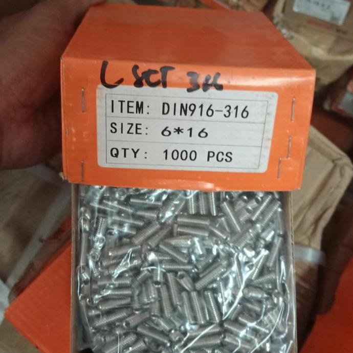 Baut L Tanam Stenlis 316 M 6X16 Pitch 1..0 Kunci  L 3 / Imbus Set Screw Forsale