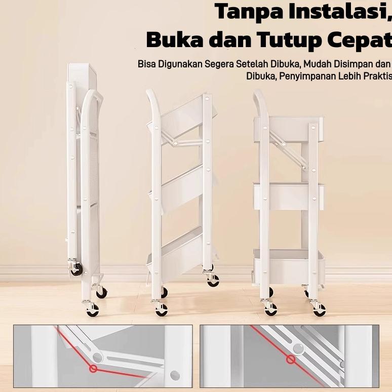 Gd Home Rak Troli Besi Serbaguna 3 Susun Beroda Anti Karat Rak Kamar Mandi Rak Dapur Rak Troli Lipat
