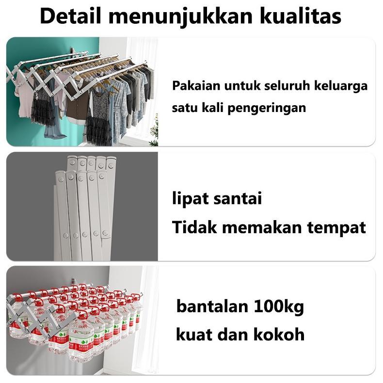 Jemuran Baju Tempel Dinding - Rak Jemuran Pakaian Basah Lipat Rak Jemuran Tembok