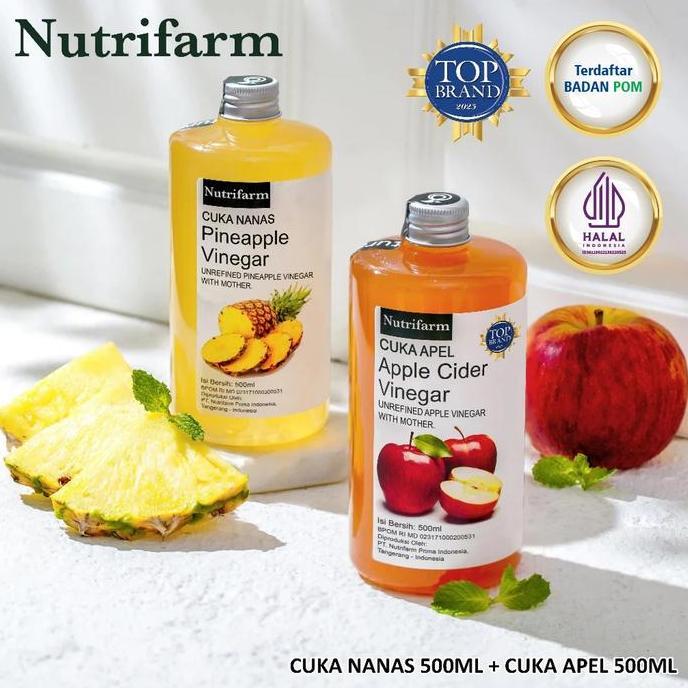 PAKET DETOX 2 IN 1 CUKA NANAS, CUKA APEL ORIGINAL ORGANIK 500ML / APPLE CIDER VINEGAR / CUKA SARI AP