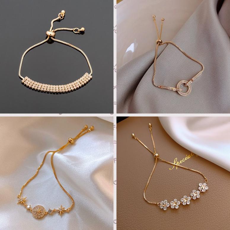 RECOMMENDED` Gelang berlian imitasi lingkaran fashion wanita tangan rantai bracelet gelang serut