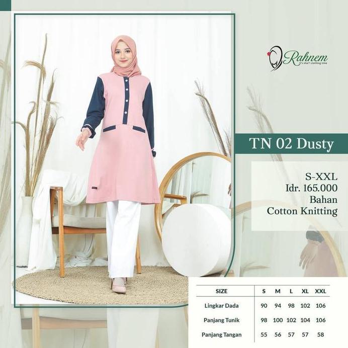 Tunik Wanita Casual RAHNEM / TN - 02 / Fashion Muslim Polos