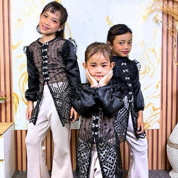 Hananque Khansa Tunik Brokat Couple Ibu dan Anak Usia 1-13 Tahun Outer Kondangan 2025 Atasan Lebaran