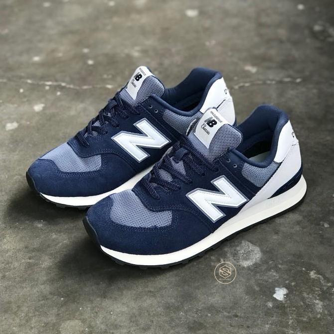 Sneakers New Balance Classic 574 Suede Navy Blue White Grey Orinal