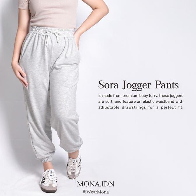 MONA - Sora Celana Jogger Pants Wanita Korea Style / Celana Lari Wanita / Celana Jogger Basic Wanita