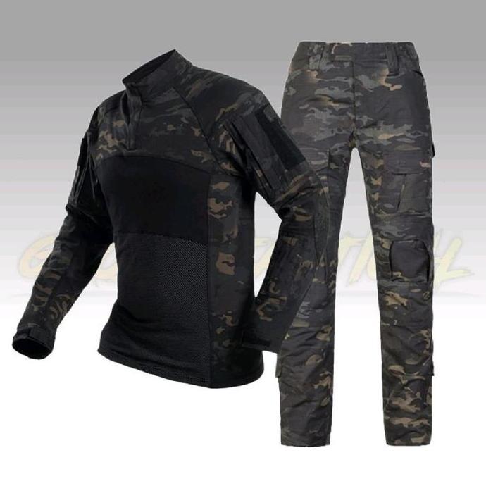 bdu set multicam black combat shirt tactical/baju setelan combat shirt baju dan celana satu set mult