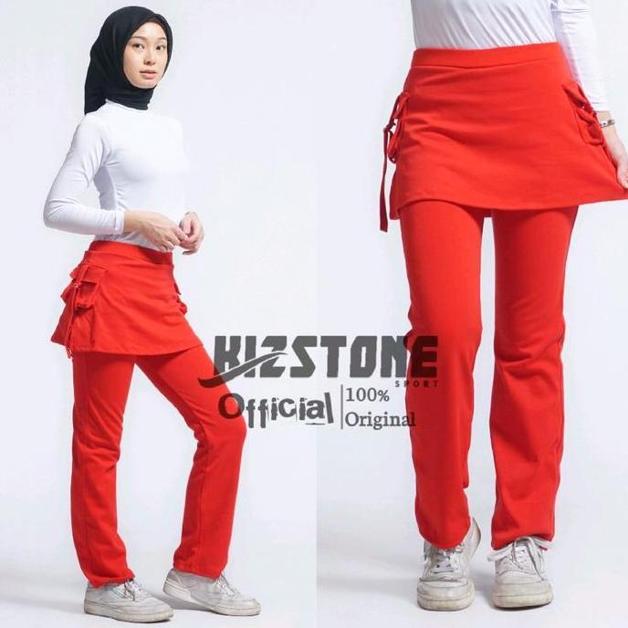 Celana Senam Rok Kantong / Celana Olahraga Merah Putih / Legging rok Skirt / Celana Olahraga panjang