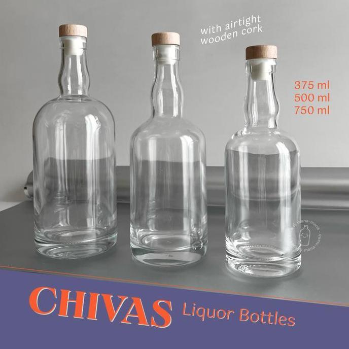 Botol kaca seri CHIVAS liquor  bottle - botol kaca liquor seri CHIVAS - tutup cork