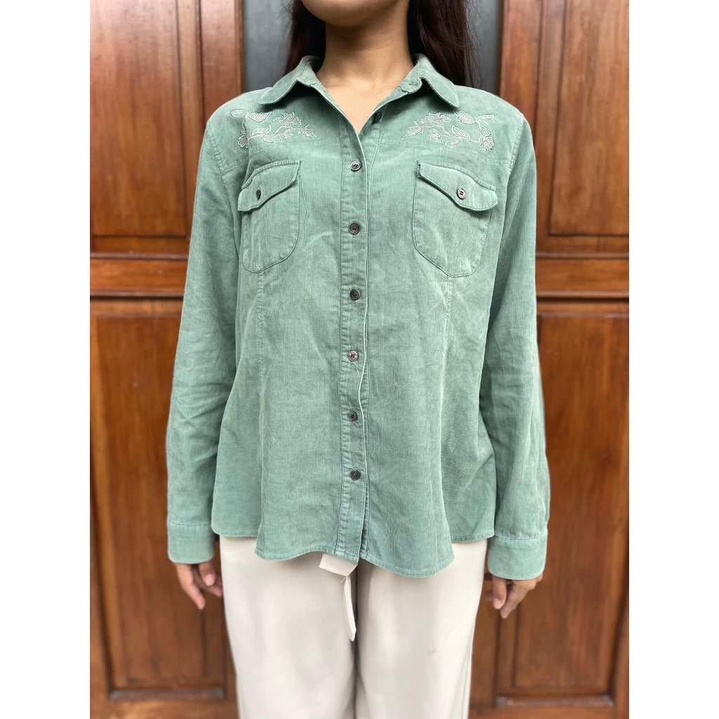 PRELOVED - corduroy jaket hijau oversize