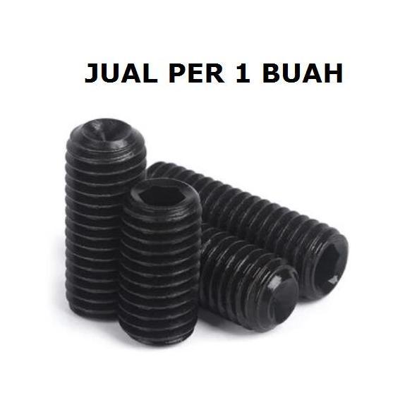 Baut Tanpa Kepala M 6 x 8 mm Baut Kunci L Long Drat Hitam Headless