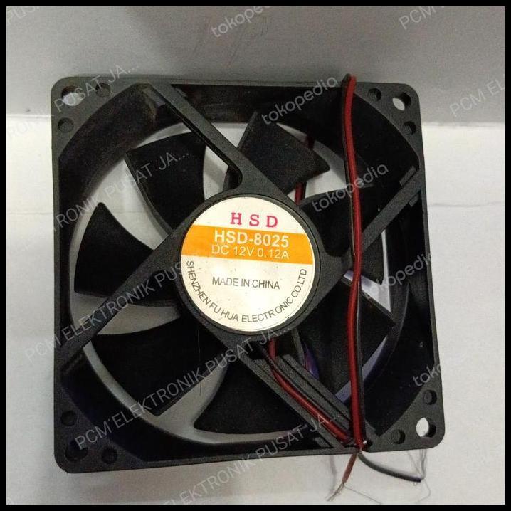 TERLARIS 2092 FAN KIPAS HSD 12 VOLT 2PIN 2 PIN 8CM 8 CM 8X8 HSD-8025 0.24A 