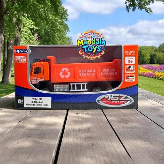 Apolo MSZ 1/72 2021 Volvo FM Indonesian Garbage Dump Truck Diecast Metal/Pintu Terbuka/Pullback Plas