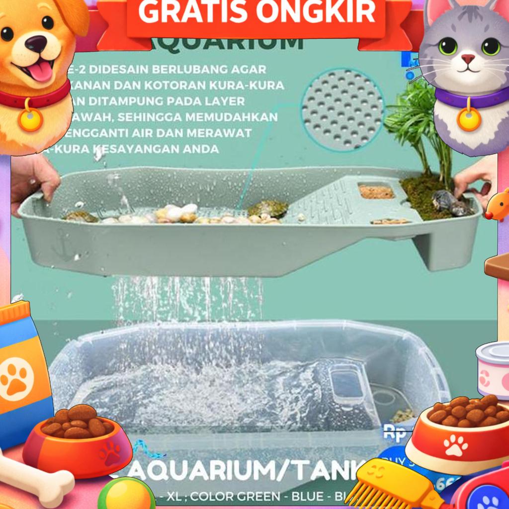Turtle Tank Tempat Kandang Bak Aquarium Akuarium Kura Kura Air Brazil