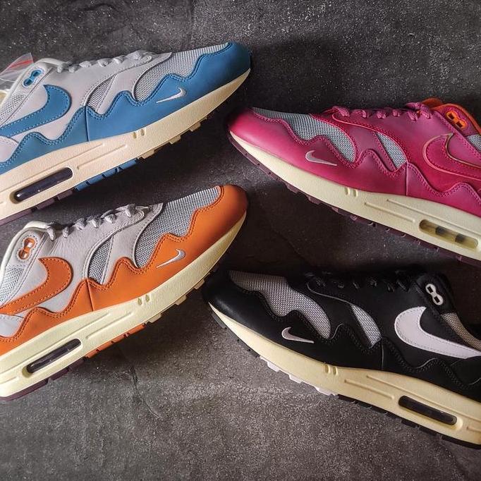 Nike Air Max 1 Patta Waves Monarch Noise Blue Rush Maroon Black US 9.5